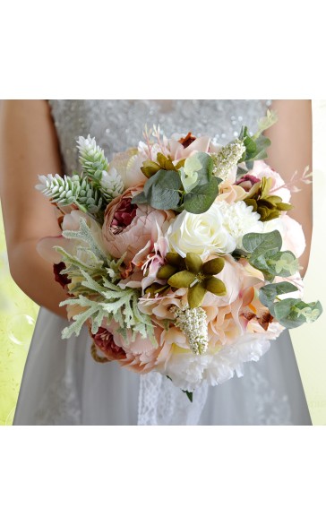 Round Silk Flower Bridal Bouquets -