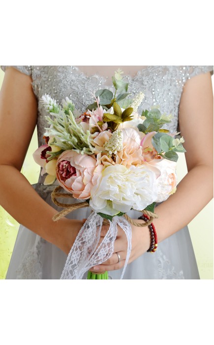 Round Silk Flower Bridal Bouquets -