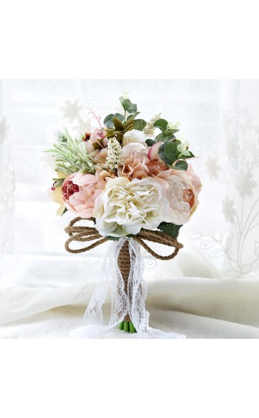 Round Silk Flower Bridal Bouquets -