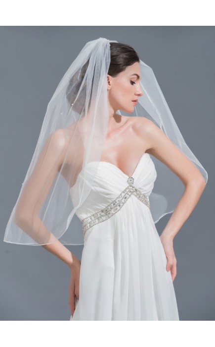 One-tier Elbow Bridal Veils With Beading