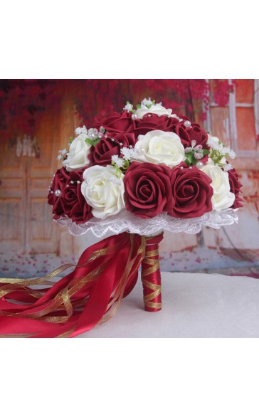 Round Silk Flower Bridal Bouquets -