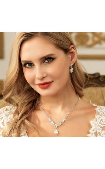 Ladies' Elegant Alloy With Drop Rhinestone Jewelry Sets For Bride