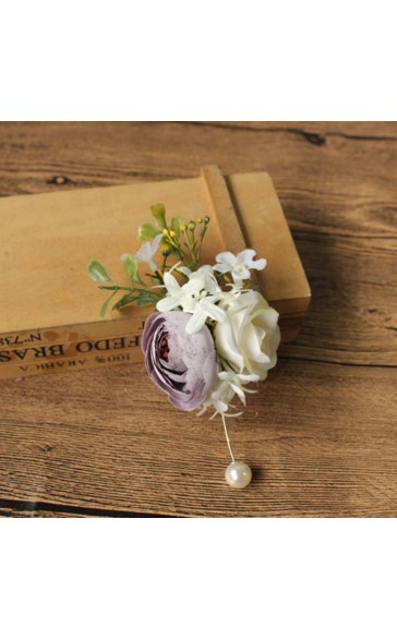 Girly Free-Form Silk Flower Wrist Corsage/Boutonniere/Wedding Bouquet sets - Wrist Corsage/Boutonniere