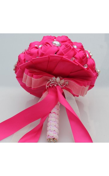 Round Satin/Rhinestone Bridal Bouquets (Sold in a single piece) -