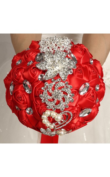 Round Satin/Rhinestone Bridal Bouquets (Sold in a single piece) -