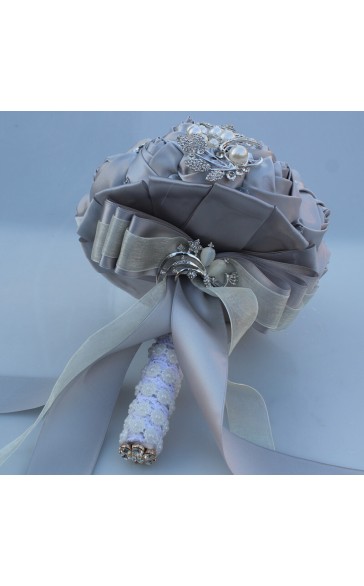 Round Satin/Rhinestone Bridal Bouquets (Sold in a single piece) -