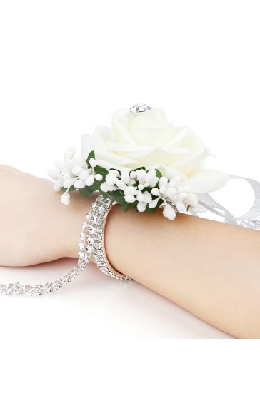 Simple And Elegant Round Silk Flower Wrist Corsage (Sold in a single piece) - Wrist Corsage