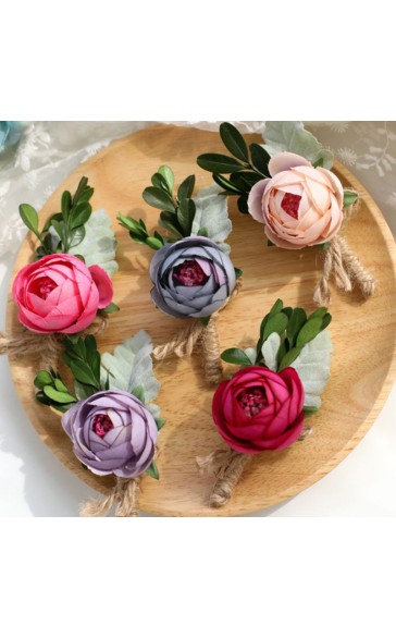 Free-Form Silk Flower Wrist Corsage/Boutonniere/Wedding Bouquet sets -