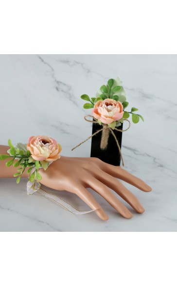 Free-Form Silk Flower Wrist Corsage/Boutonniere/Wedding Bouquet sets -