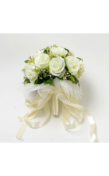 Round Silk Flower Bridal Bouquets (Sold in a single piece) -