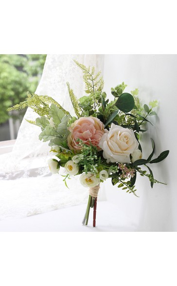 Elegant Free-Form Silk Flower Bridesmaid Bouquets (Sold in a single piece) -