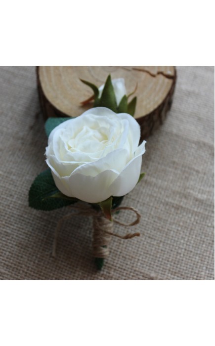 Round Silk Flower Boutonniere (Sold in a single piece) -