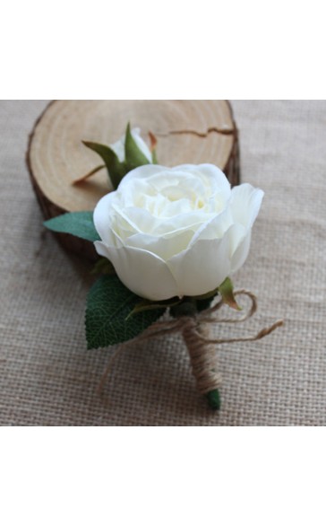 Round Silk Flower Boutonniere (Sold in a single piece) -