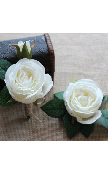 Round Silk Flower Boutonniere (Sold in a single piece) -