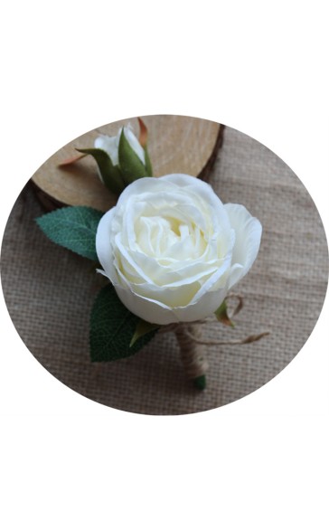 Round Silk Flower Boutonniere (Sold in a single piece) -