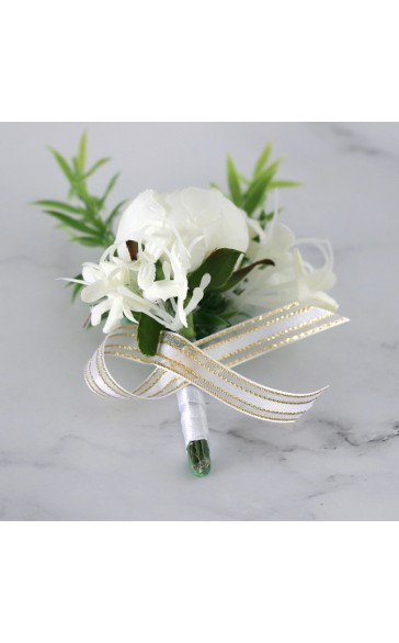 Gorgeous Free-Form Silk Flower Boutonniere (Sold in a single piece) -