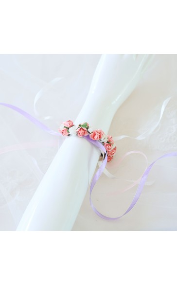 Free-Form Silk Flower Wrist Corsage (Sold in a single piece) -