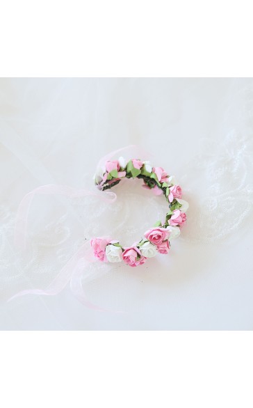 Free-Form Silk Flower Wrist Corsage (Sold in a single piece) -