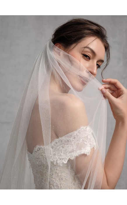 One-tier Cut Edge Cathedral Bridal Veils With Lace