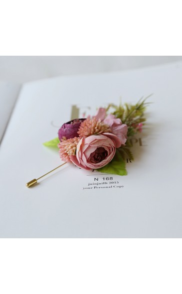 Classic Free-Form Silk Flower Boutonniere (Sold in a single piece) -