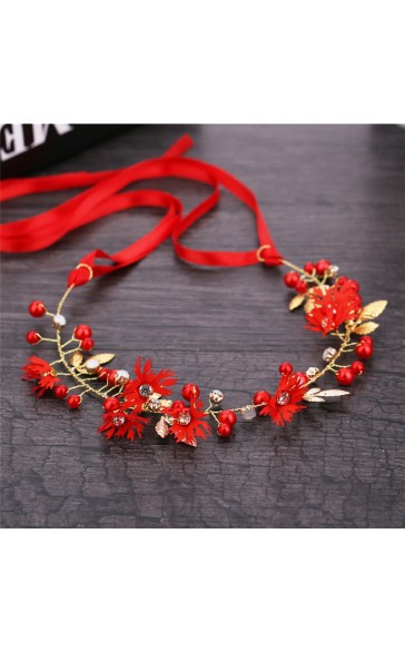 Alloy/Crystal With Flower Headbands (Sold in a single piece)