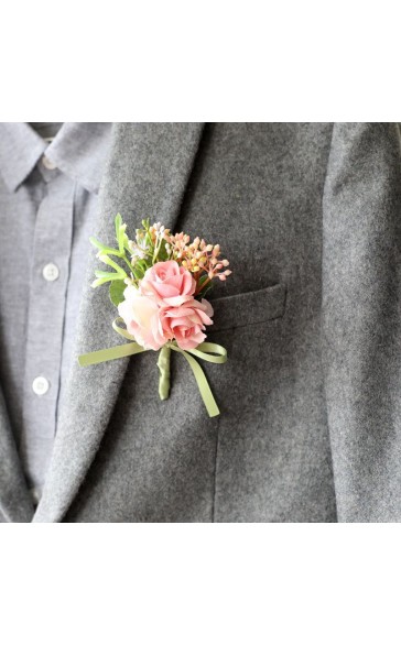 Low-key Free-Form Silk Flower Boutonniere -