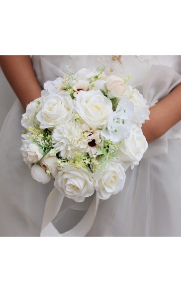 Elegant Round Silk Flower Bridal Bouquets - Bridal Bouquets