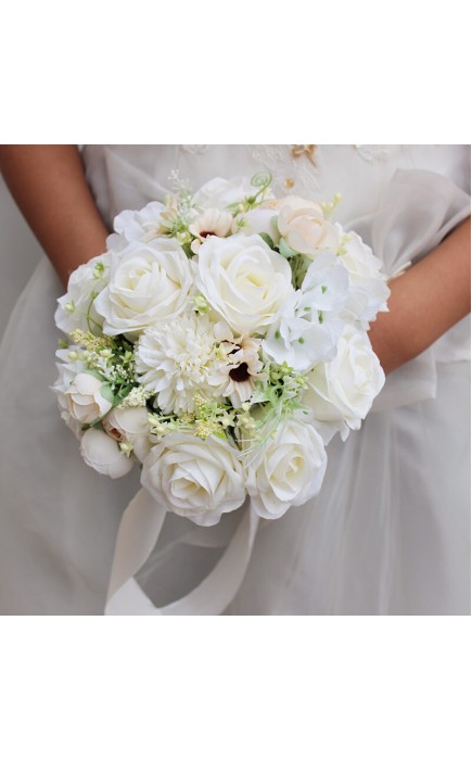 Elegant Round Silk Flower Bridal Bouquets - Bridal Bouquets