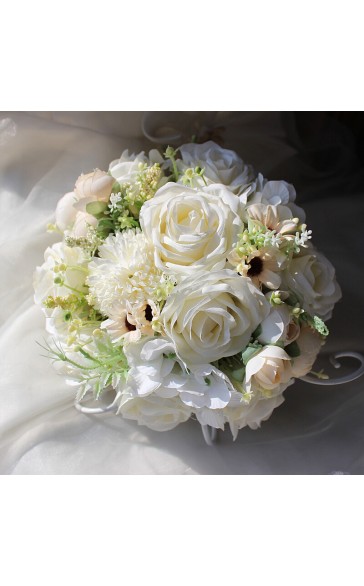 Elegant Round Silk Flower Bridal Bouquets - Bridal Bouquets