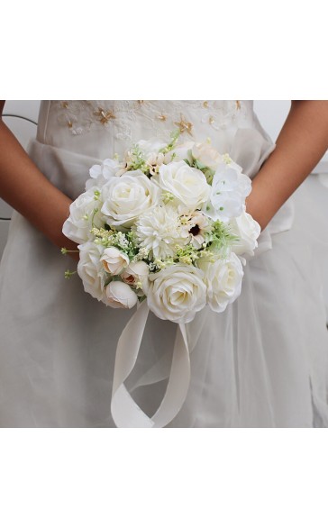 Elegant Round Silk Flower Bridal Bouquets - Bridal Bouquets