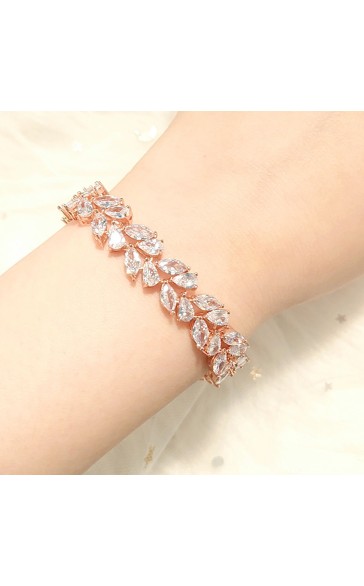 Ladies' Leaves Shaped Alloy With Irregular Cubic Zirconia Bracelets