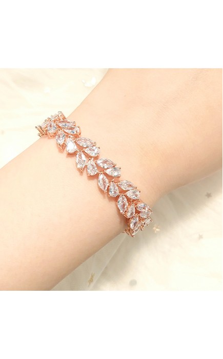 Ladies' Leaves Shaped Alloy With Irregular Cubic Zirconia Bracelets