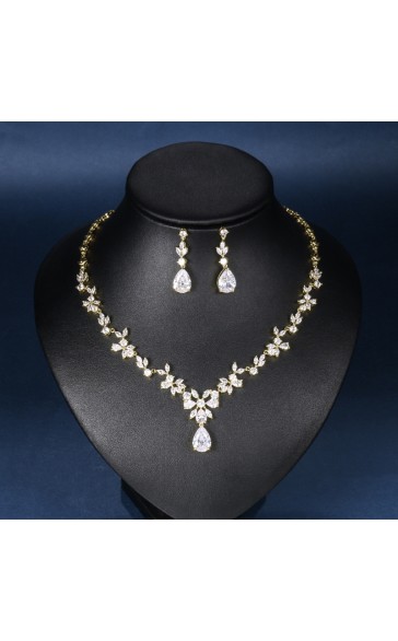 Ladies' Pretty Alloy With Drop Cubic Zirconia Jewelry Sets