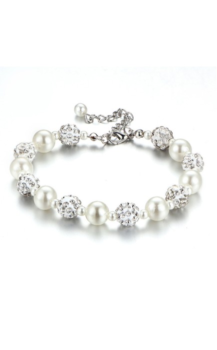 Ladies' Stylish Alloy With Round Pearl Bracelets