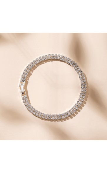 Ladies' Double Rows Alloy With Irregular Cubic Zirconia Bracelets