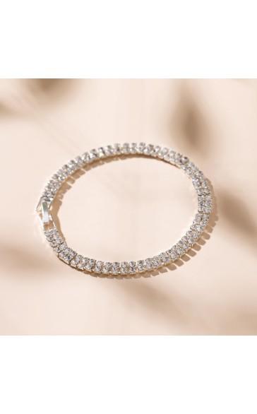 Ladies' Double Rows Alloy With Irregular Cubic Zirconia Bracelets