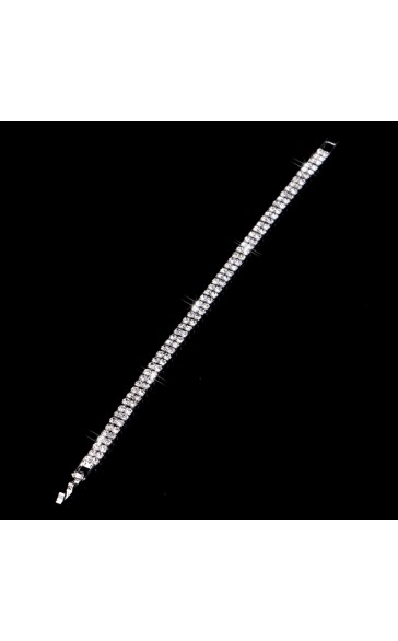 Ladies' Double Rows Alloy With Irregular Cubic Zirconia Bracelets