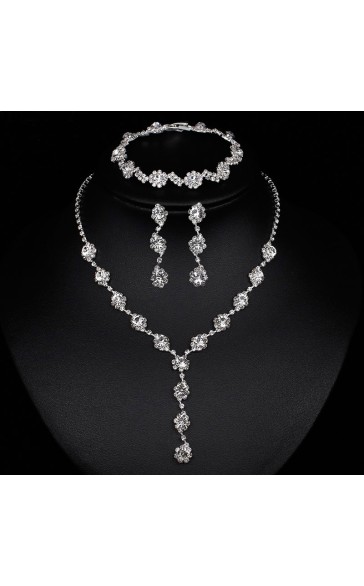 Ladies' Pretty Alloy With Irregular Cubic Zirconia Jewelry Sets