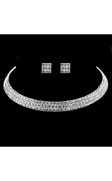 Ladies' Beautiful Alloy With Square Cubic Zirconia Jewelry Sets