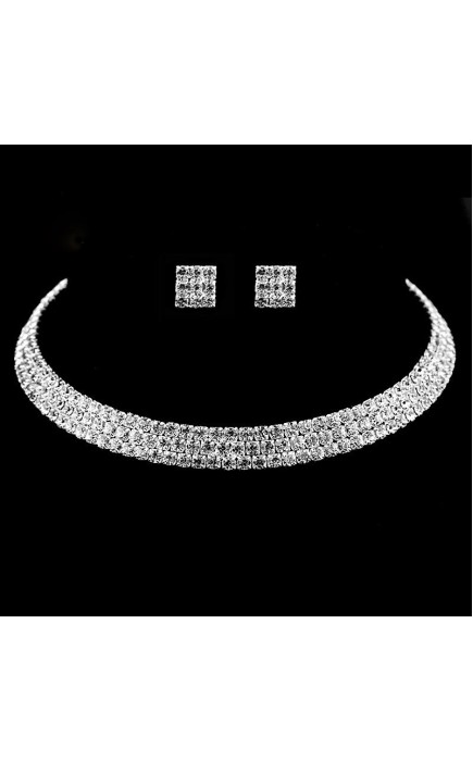 Ladies' Beautiful Alloy With Square Cubic Zirconia Jewelry Sets