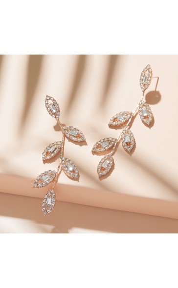 Ladies' Fashionable Alloy With Irregular Rhinestone Earrings