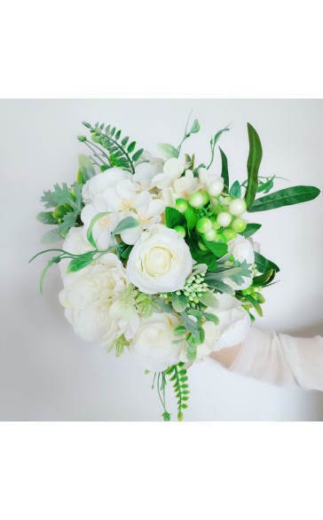 Classic Round Silk Flower Bridal Bouquets (Sold in a single piece) - Bridal Bouquets