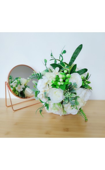 Classic Round Silk Flower Bridal Bouquets (Sold in a single piece) - Bridal Bouquets