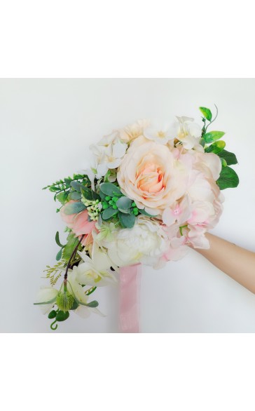 Classic Cascade Silk Flower Bridal Bouquets (Sold in a single piece) - Bridal Bouquets