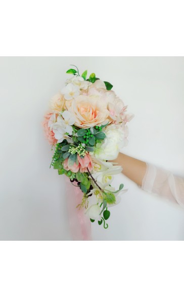 Classic Cascade Silk Flower Bridal Bouquets (Sold in a single piece) - Bridal Bouquets