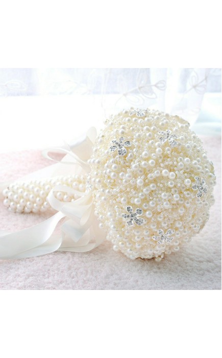 Classic Round Rhinestone/Imitation Pearl Bridal Bouquets (Sold in a single piece) - Bridal Bouquets