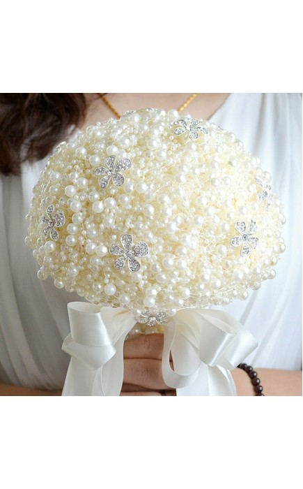 Classic Round Rhinestone/Imitation Pearl Bridal Bouquets (Sold in a single piece) - Bridal Bouquets