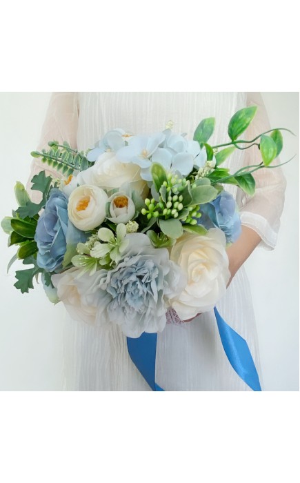 Classic Round Silk Flower Bridal Bouquets (Sold in a single piece) - Bridal Bouquets