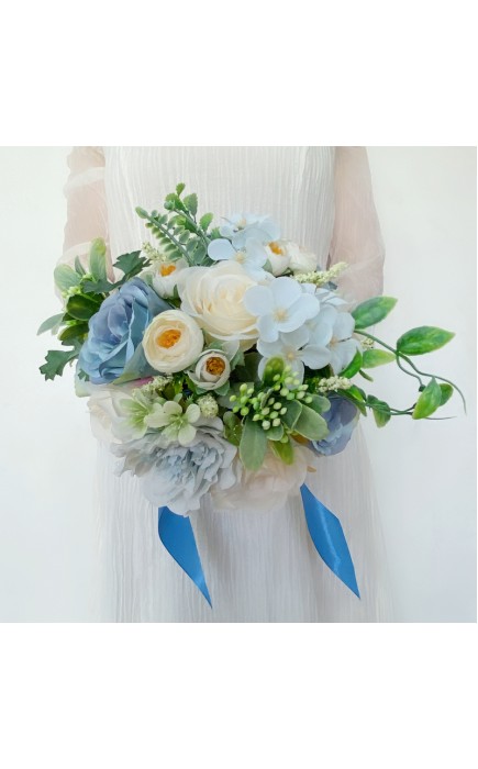 Classic Round Silk Flower Bridal Bouquets (Sold in a single piece) - Bridal Bouquets