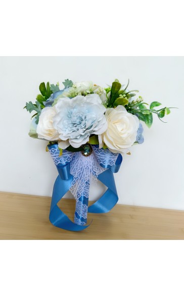 Classic Round Silk Flower Bridal Bouquets (Sold in a single piece) - Bridal Bouquets